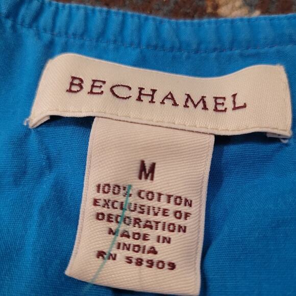 Vintage Womens Bechamel Patio (MuMu) Dress Size M Blue Embroidered Floral Garden - Picture 3 of 6